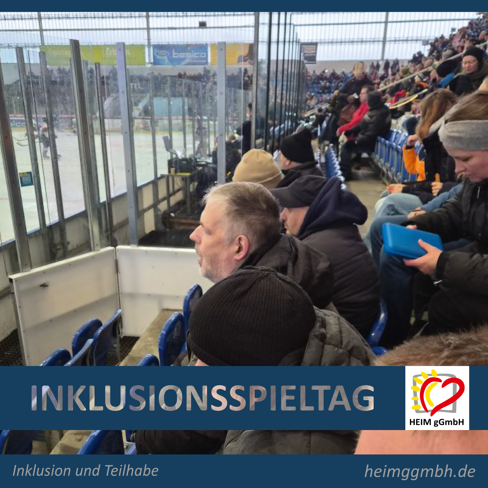 Die Bewohner der HEIM gGmbH Chemnitz beim Inklusionsspieltag der Chemnitz Crashers im Jutta Müller Eissporzzentrum am Chemnitzer Küchwald