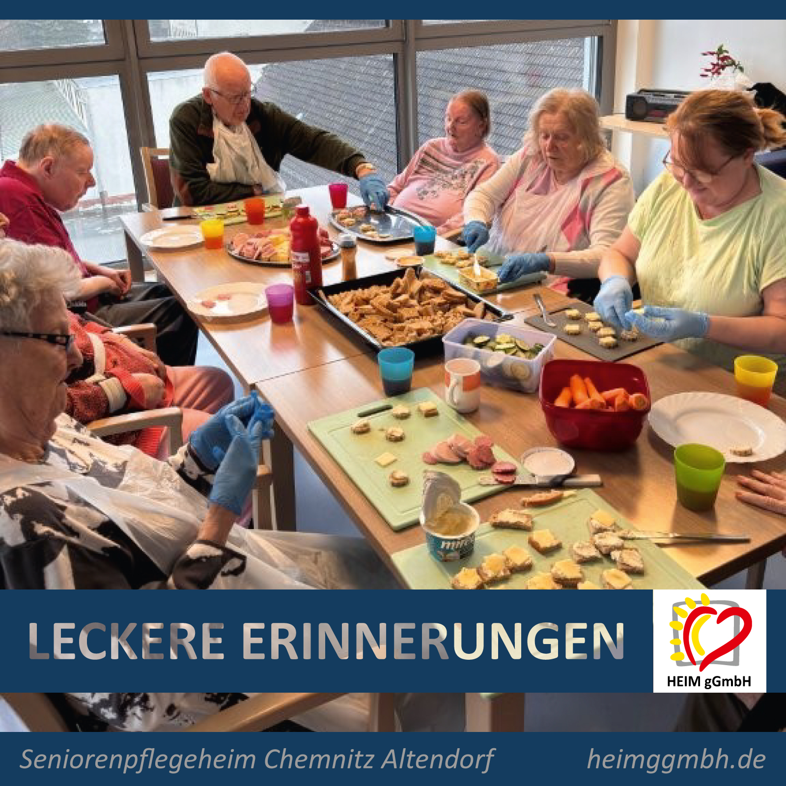 Seniorenpflegeheim Chemnitz Altendorf der HEIM gGmbH - gemeinsames herstellen von leckeren Brot-Canapes inklusive Erinnerungsarbeit