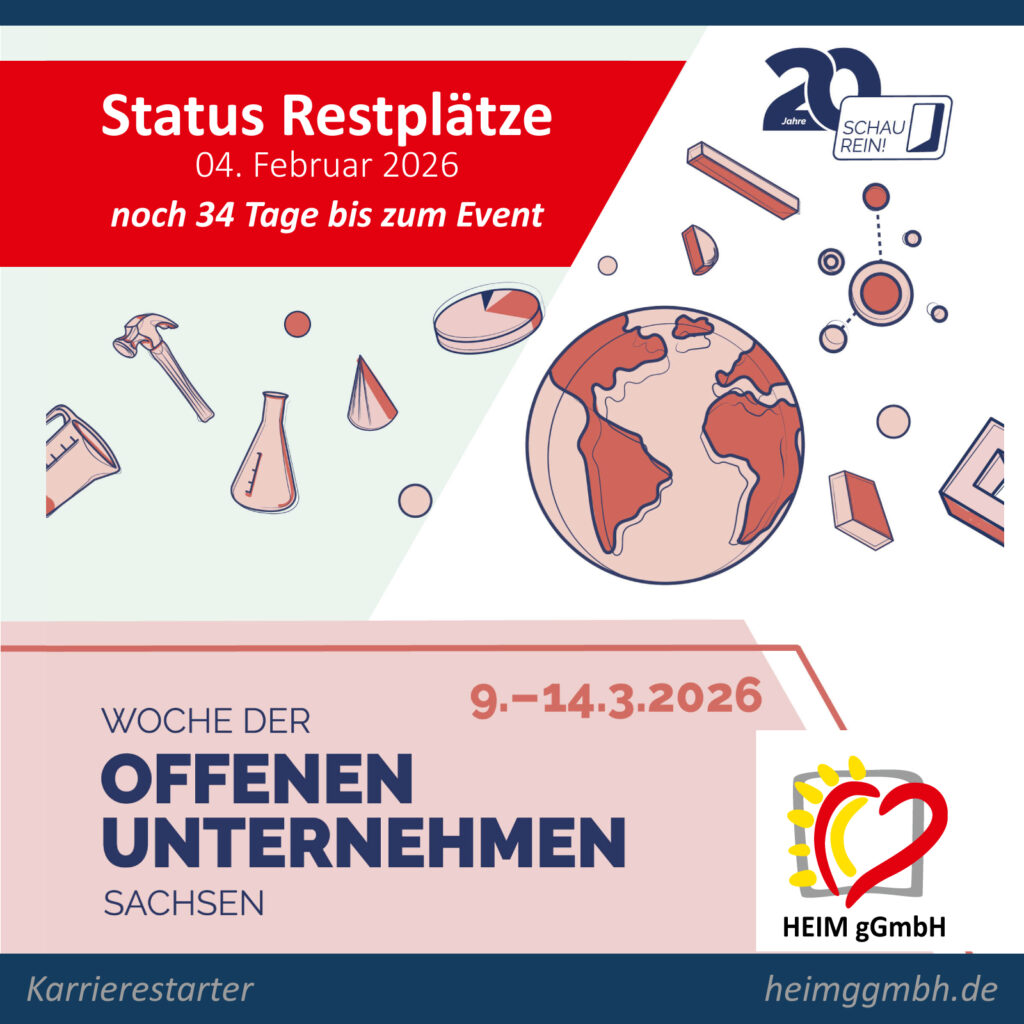 SCHAU REIN! Die Woche der offenen Unternehmen - Status der freien Restplätze bei der HEIM gGmbH in Chemnitz
