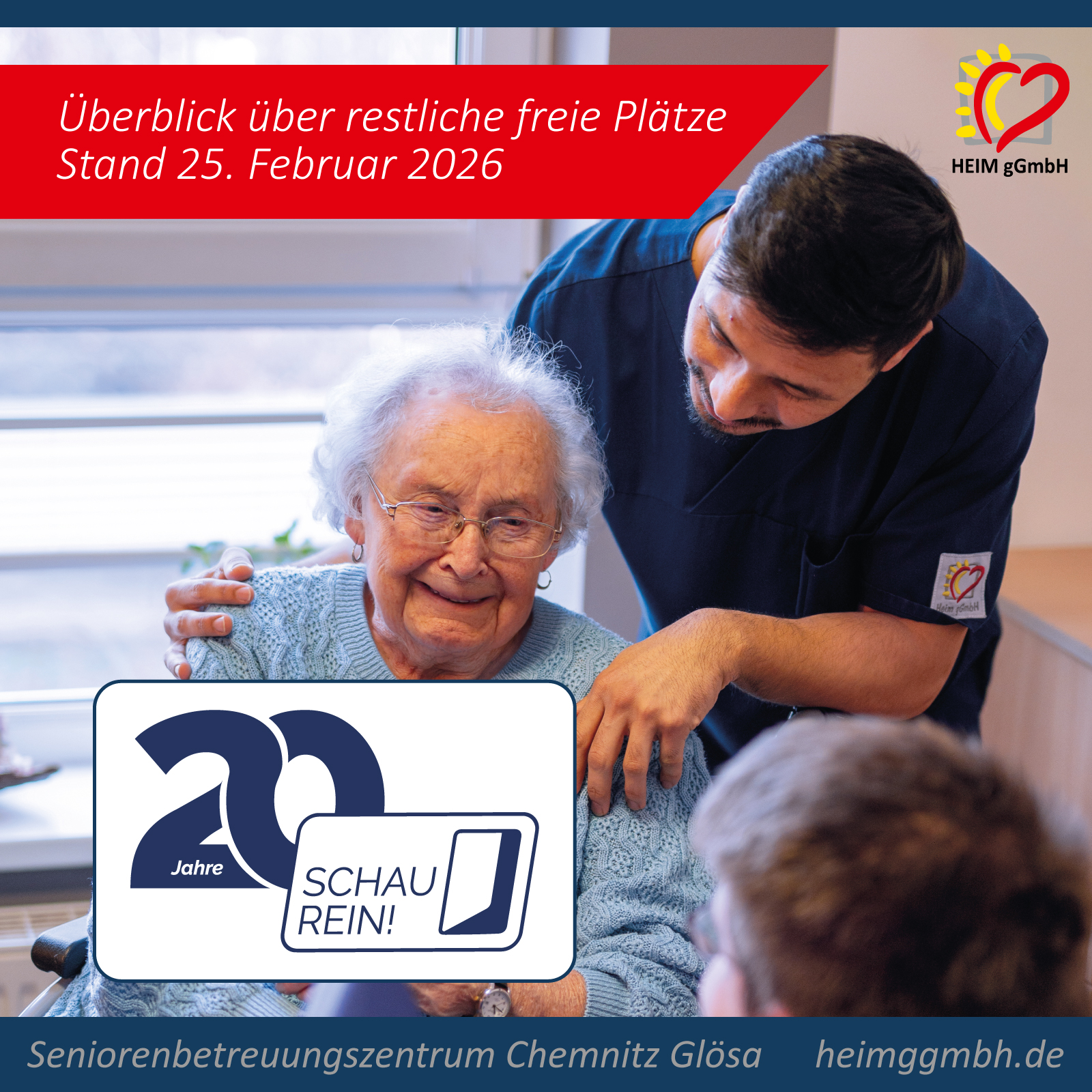 SCHAU REIN! Endspurt beginnt - Überblick über restliche freie Plätze bei der HEIM gGmbH in Chemnitz - Stand 25.02.2026