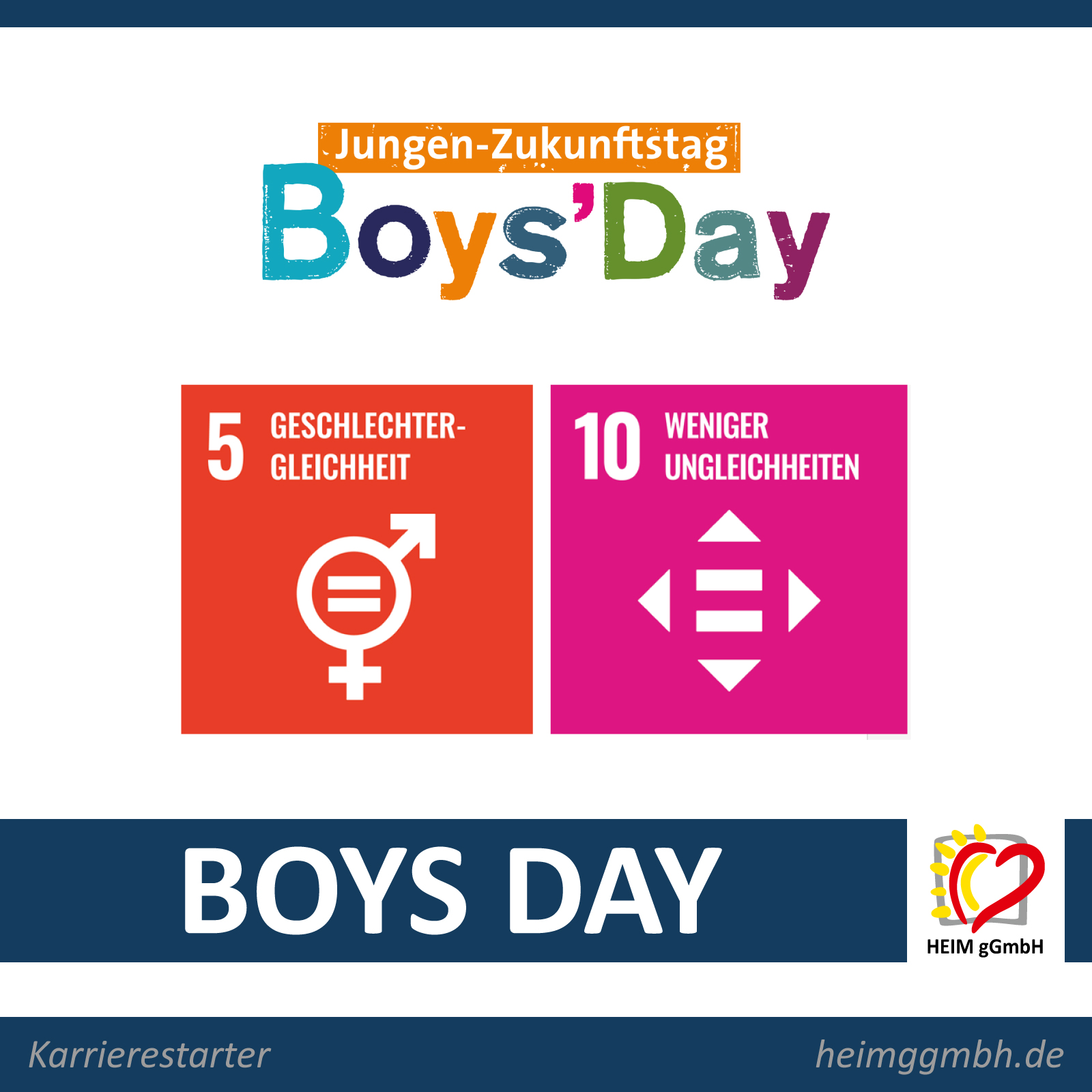 Boys Day - Die HEIM gGmbH dwar 2026 das erste Mal beim Jungen-Zukunftstag am 23. April 2026 erfolgreich mit dabei.