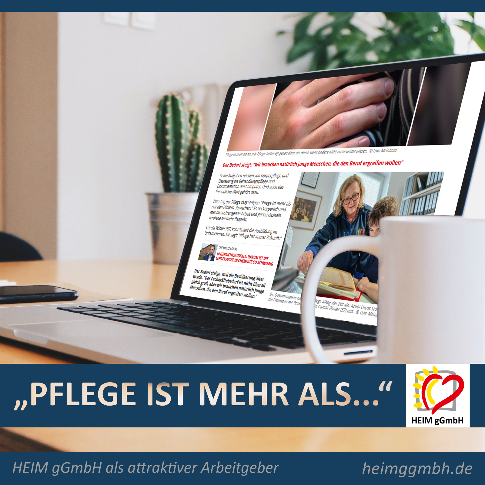 Gute Ausbildung - Unser Auszubildender aus dem Seniorenbetreuungszentrum Chemnitz Glösa der HEIM gGmbH in der Presse