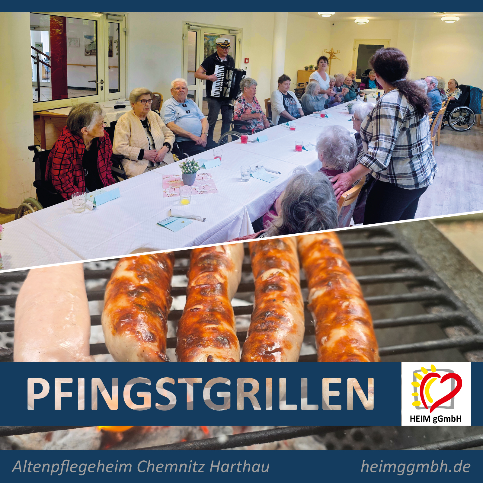 Altenpflegeheim Chemnitz Harthau der HEIM gGmbH - Gemeinsames Pfingstgrillen mit Musik, leckeren Essen und in angenehmer Atmosphäre