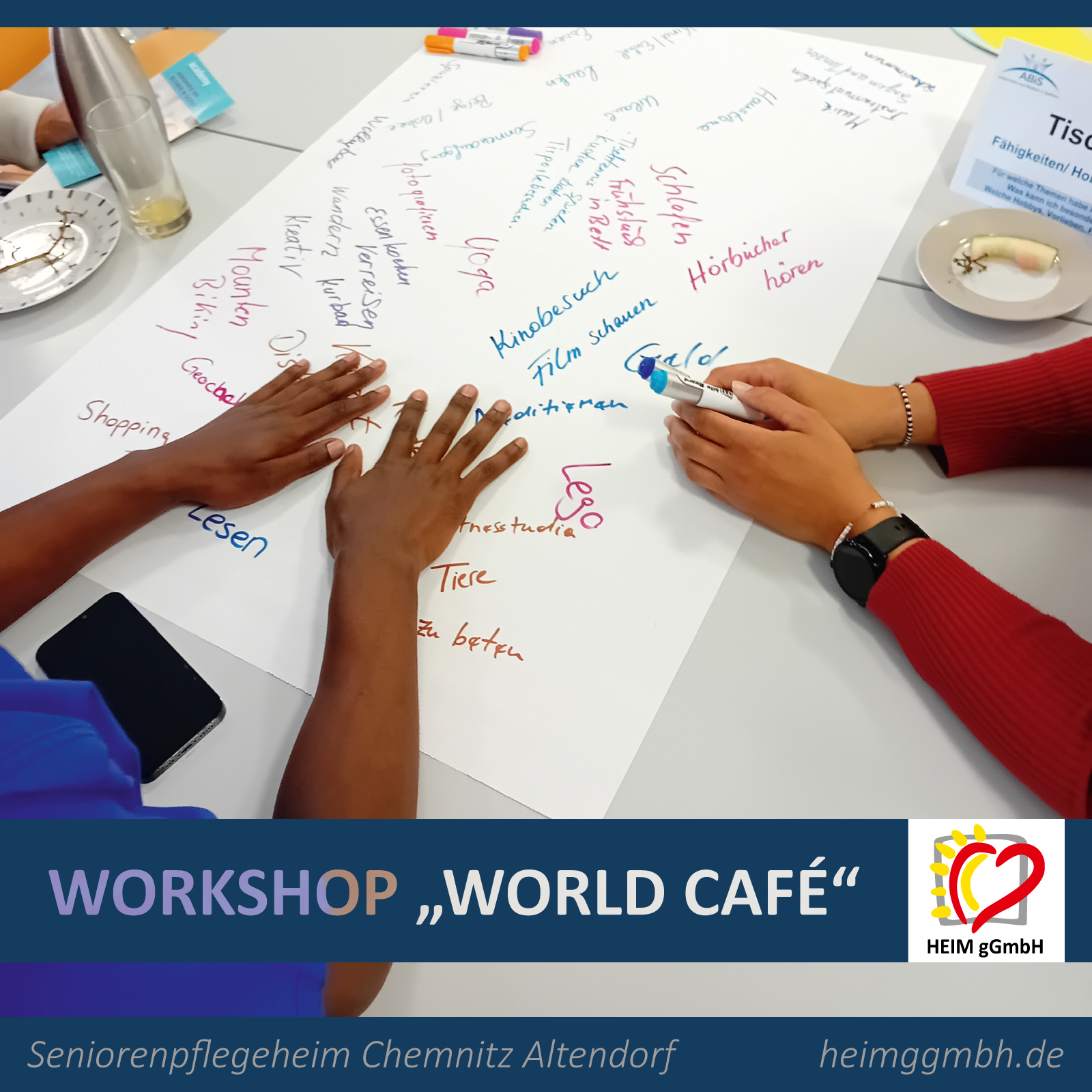 World Cafe im Seniorenpflegeheim Altendorf - Interkultureller Austausch zwischen Mitarbeitenden aus 33 Nationen.
