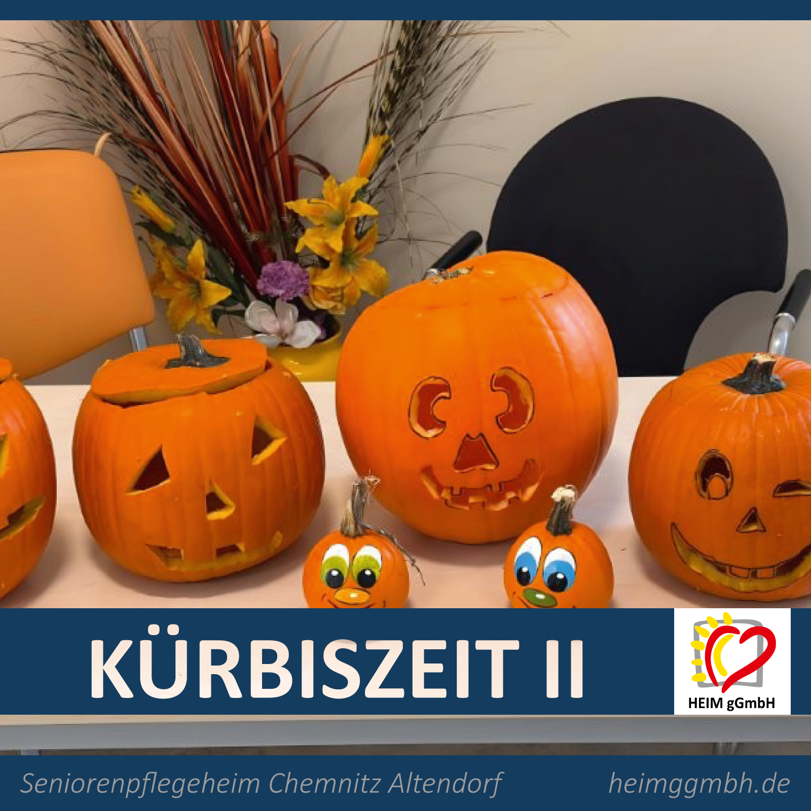 Seniorenpflegeheim in Chemnitz Altendorf der HEIM gGmbH - auch hier ist HErbstzeit Kürbiszeit und alle machen mit.